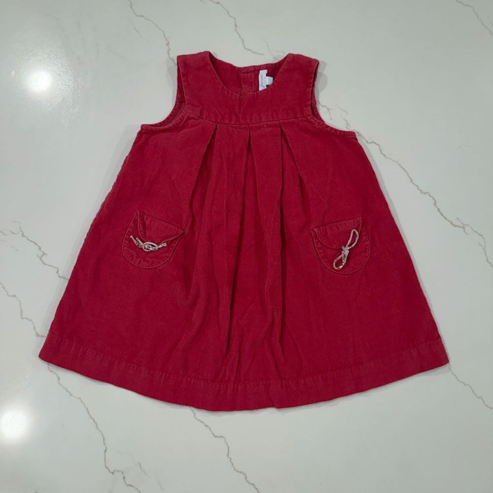 Jacadi Paris Hot Pink Corduroy Sleeveless Dress
